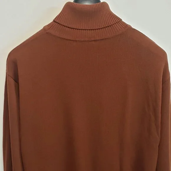 MENS GIORGIO INSERTI BROWN/RUST TURTLENECK SWEATER SIZE LARGE - Picture 2 of 7